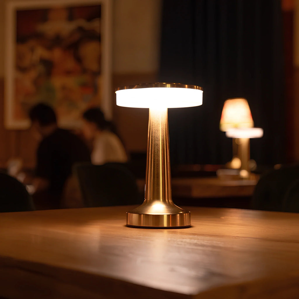 Wireless Retro Table Lamp – Cordless Rechargeable LED Lamp, Dimmable with 3 Color Temperatures, Metal Bar & Restaurant Lamp – LumiBar