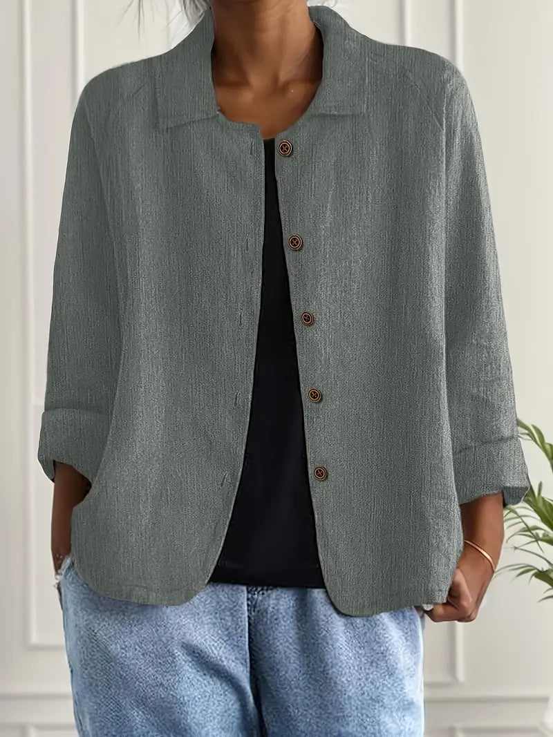 Dôre | Women’s Casual Button Front Lightweight Jacket Gray