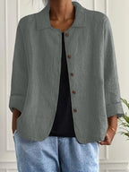 Dôre | Women’s Casual Button Front Lightweight Jacket Gray