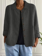 Dôre | Women’s Casual Button Front Lightweight Jacket Dark Gray