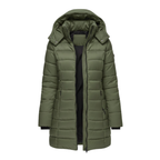 Luna | Mid-Length Quilted Parka with Hood for Women Army Green