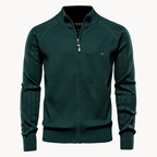 Hommes | Zip Pullover Jacket | Structured Design with Stand Collar Dunkelgrün