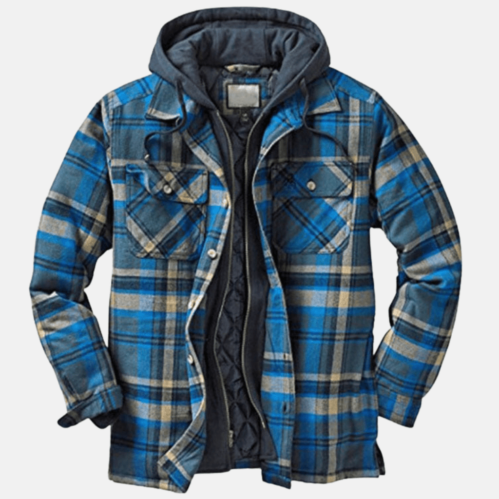Calico | Men's Jacket | Plaid Hooded Shirt Blue