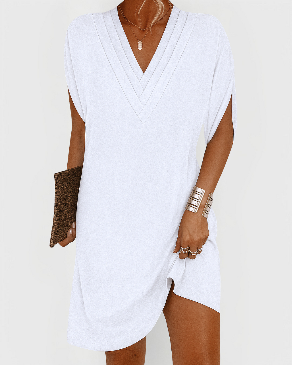 Solis | Women’s V-Neck Mini Dress White