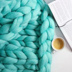 DIY Chunky XL Wool Yarn 1000g (2.2 lb) – Super Bulky Arm Knitting Yarn for Chunky Knit Blankets & Cushions – LuxeWool Blue-Green 1000g