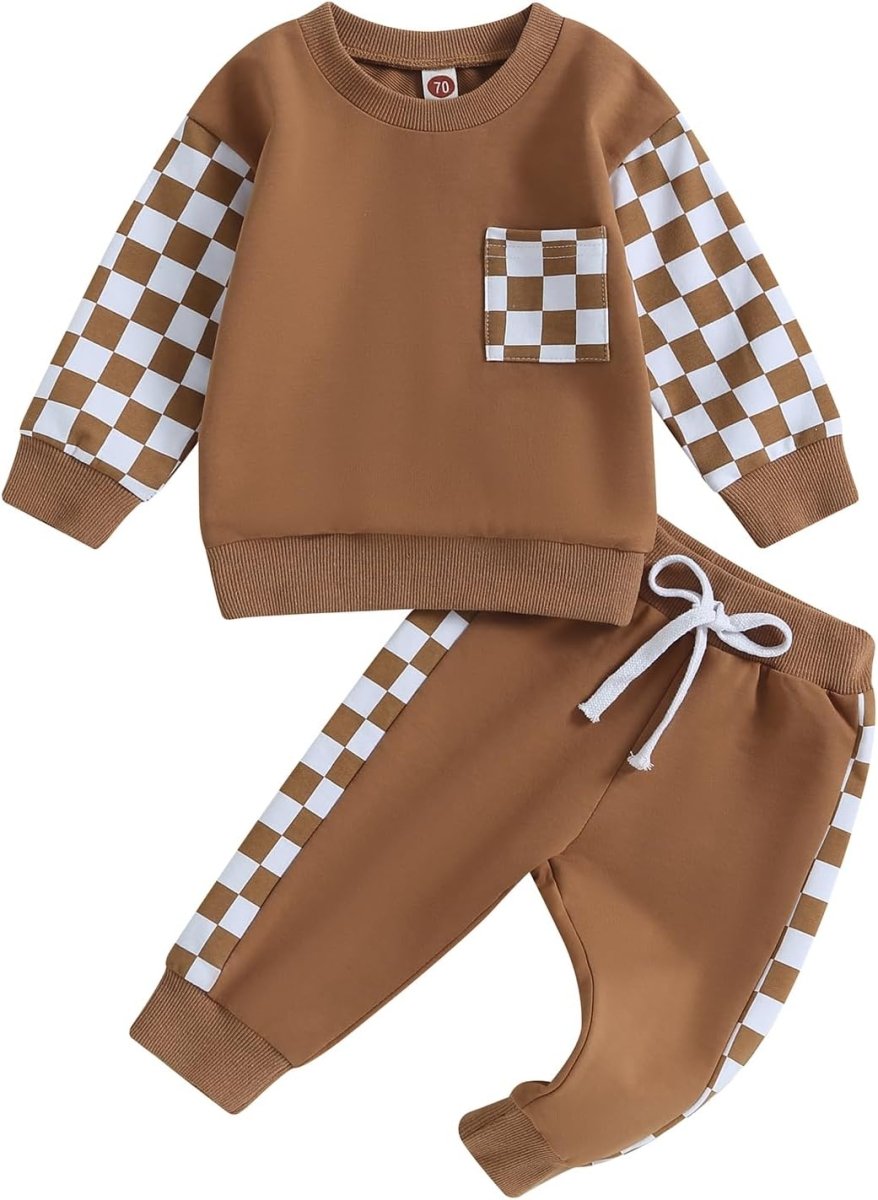 Baby Jogger Set – 2 Piece Winter Outfit with Color Block Sweatshirt & Stretch Pants, Cotton Blend, 0-3 Years – Marmari