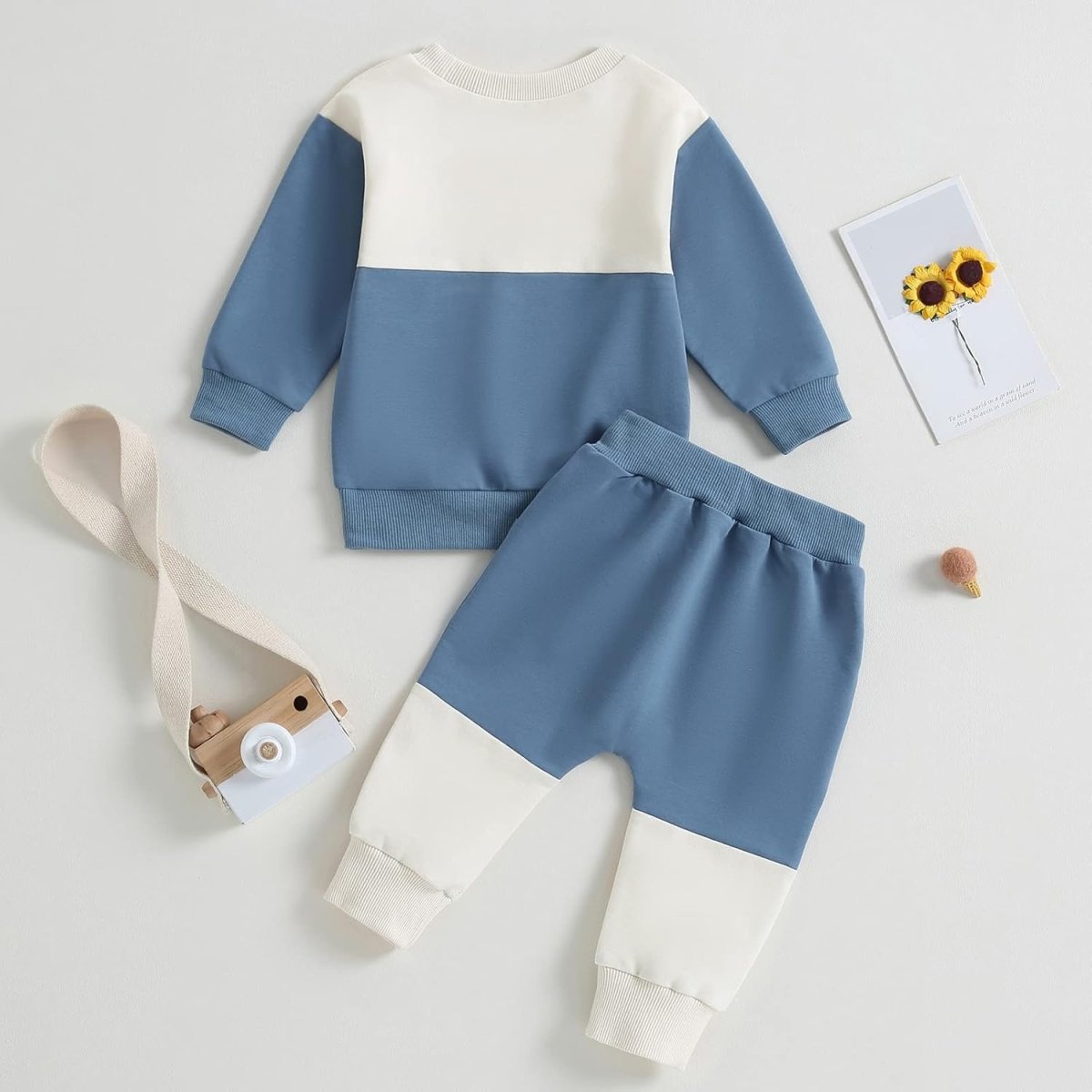 Baby Jogger Set – 2 Piece Winter Outfit with Color Block Sweatshirt & Stretch Pants, Cotton Blend, 0-3 Years – Marmari