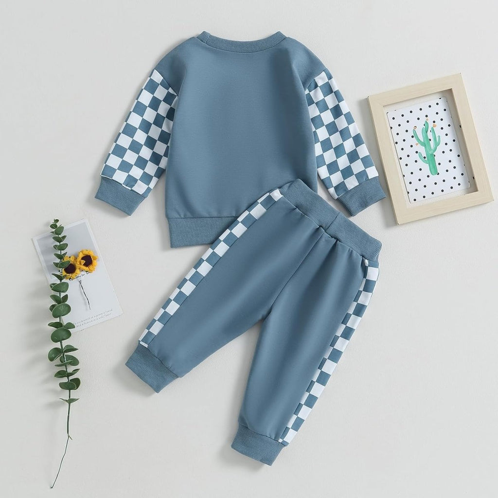 Baby Jogger Set – 2 Piece Winter Outfit with Color Block Sweatshirt & Stretch Pants, Cotton Blend, 0-3 Years – Marmari