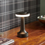 Wireless Retro Table Lamp – Cordless Rechargeable LED Lamp, Dimmable with 3 Color Temperatures, Metal Bar & Restaurant Lamp – LumiBar Black