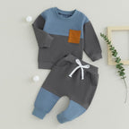 Baby Jogger Set – 2 Piece Winter Outfit with Color Block Sweatshirt & Stretch Pants, Cotton Blend, 0-3 Years – Marmari
