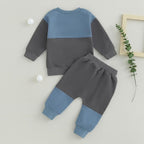 Baby Jogger Set – 2 Piece Winter Outfit with Color Block Sweatshirt & Stretch Pants, Cotton Blend, 0-3 Years – Marmari