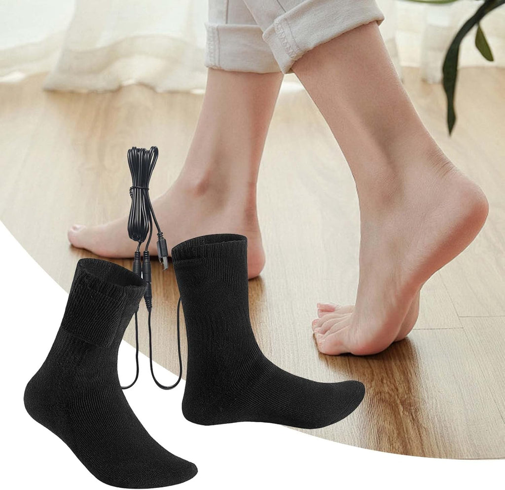 USB Heated Socks – Rechargeable Electric Heated Socks up to 131°F for Hiking, Camping & Winter Sports, Unisex