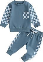 Baby Jogger Set – 2 Piece Winter Outfit with Color Block Sweatshirt & Stretch Pants, Cotton Blend, 0-3 Years – Marmari