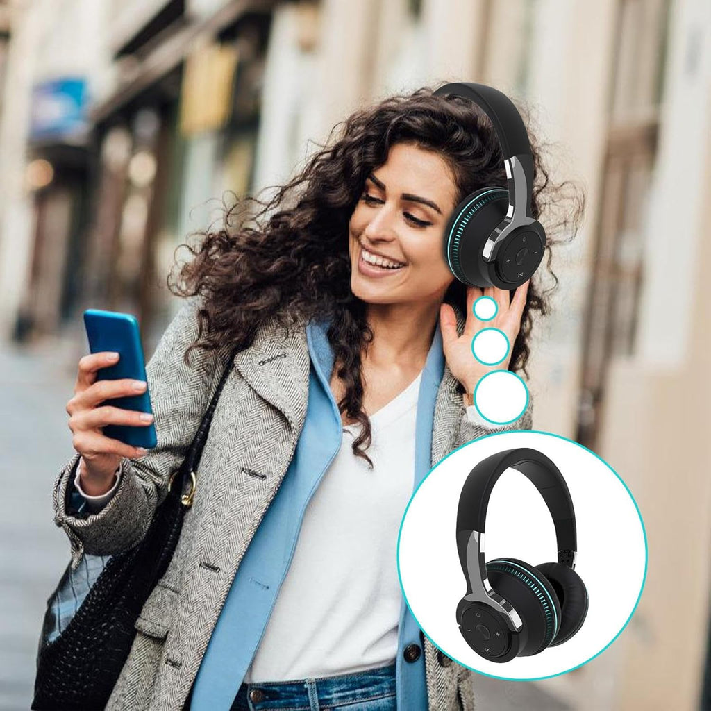 Foldable Wireless Headphones with RGB Lights – Bluetooth Over-Ear Headphones, LED Light-Up, 24h Battery, TF & AUX – Sonvix