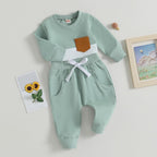 Baby Jogger Set – 2 Piece Winter Outfit with Color Block Sweatshirt & Stretch Pants, Cotton Blend, 0-3 Years – Marmari