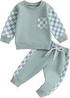 Baby Jogger Set – 2 Piece Winter Outfit with Color Block Sweatshirt & Stretch Pants, Cotton Blend, 0-3 Years – Marmari A