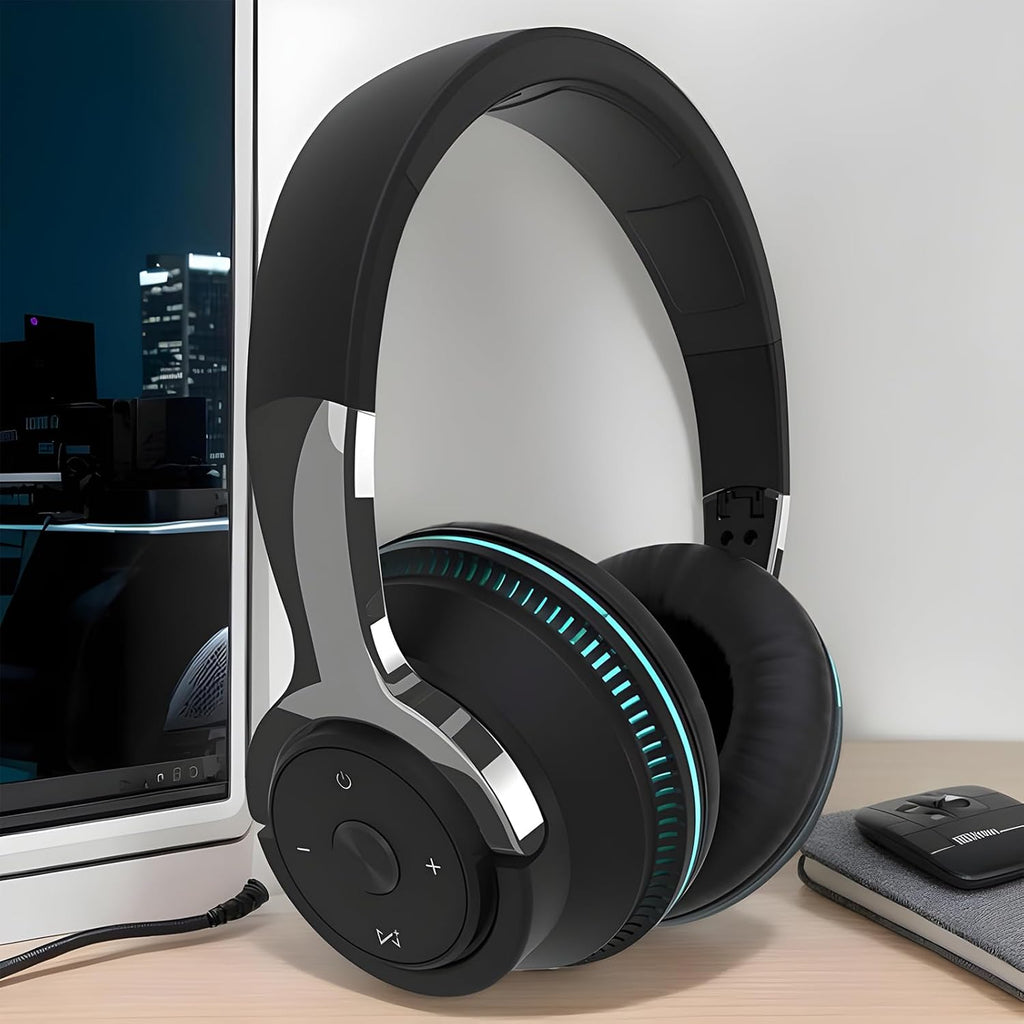 Foldable Wireless Headphones with RGB Lights – Bluetooth Over-Ear Headphones, LED Light-Up, 24h Battery, TF & AUX – Sonvix