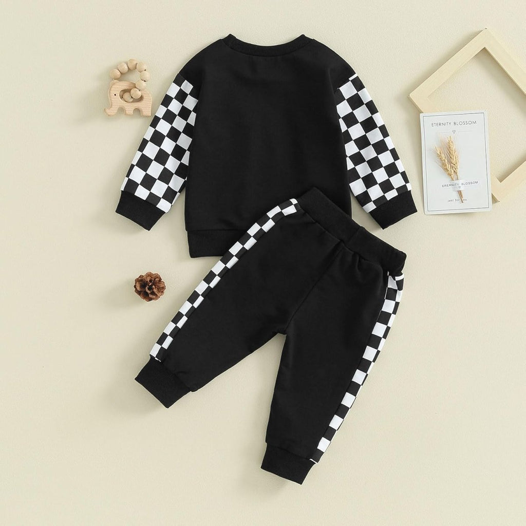 Baby Jogger Set – 2 Piece Winter Outfit with Color Block Sweatshirt & Stretch Pants, Cotton Blend, 0-3 Years – Marmari