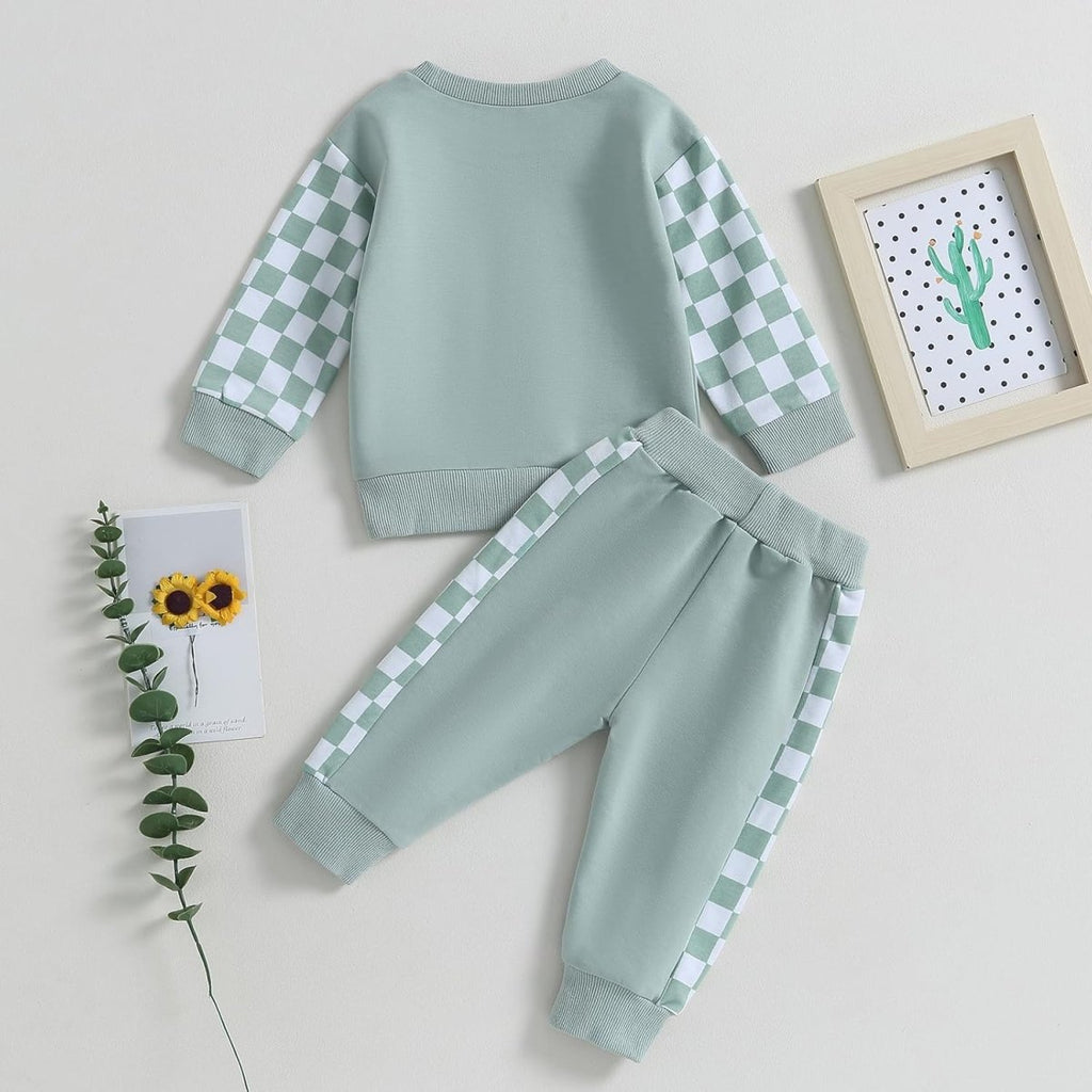 Baby Jogger Set – 2 Piece Winter Outfit with Color Block Sweatshirt & Stretch Pants, Cotton Blend, 0-3 Years – Marmari