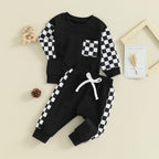 Baby Jogger Set – 2 Piece Winter Outfit with Color Block Sweatshirt & Stretch Pants, Cotton Blend, 0-3 Years – Marmari
