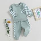 Baby Jogger Set – 2 Piece Winter Outfit with Color Block Sweatshirt & Stretch Pants, Cotton Blend, 0-3 Years – Marmari
