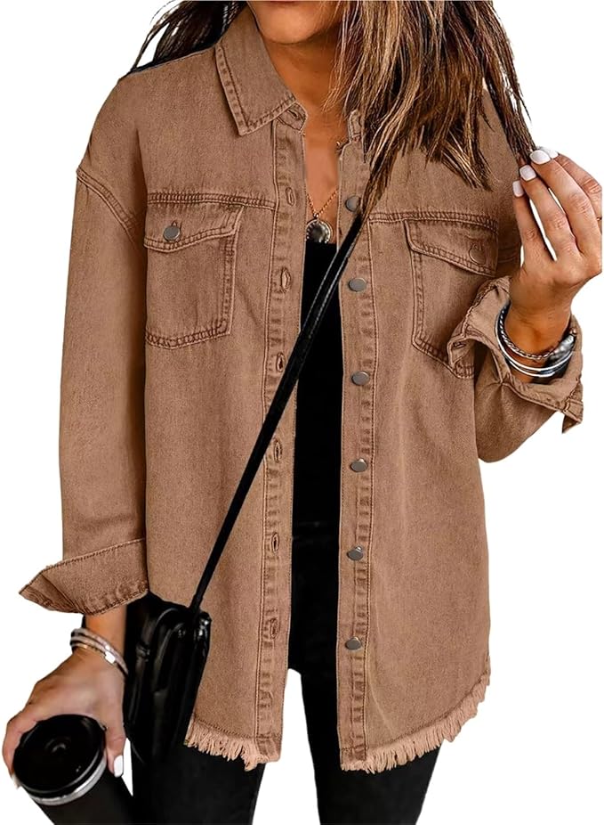 Isana | Women’s Jacket | Oversized Button Front Brown