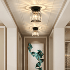 Modern Crystal Ceiling Lamp – Crystal Flush Mount Ceiling Light with Brass Fixture, Round or Square, Gold or Black – CrystalGlow