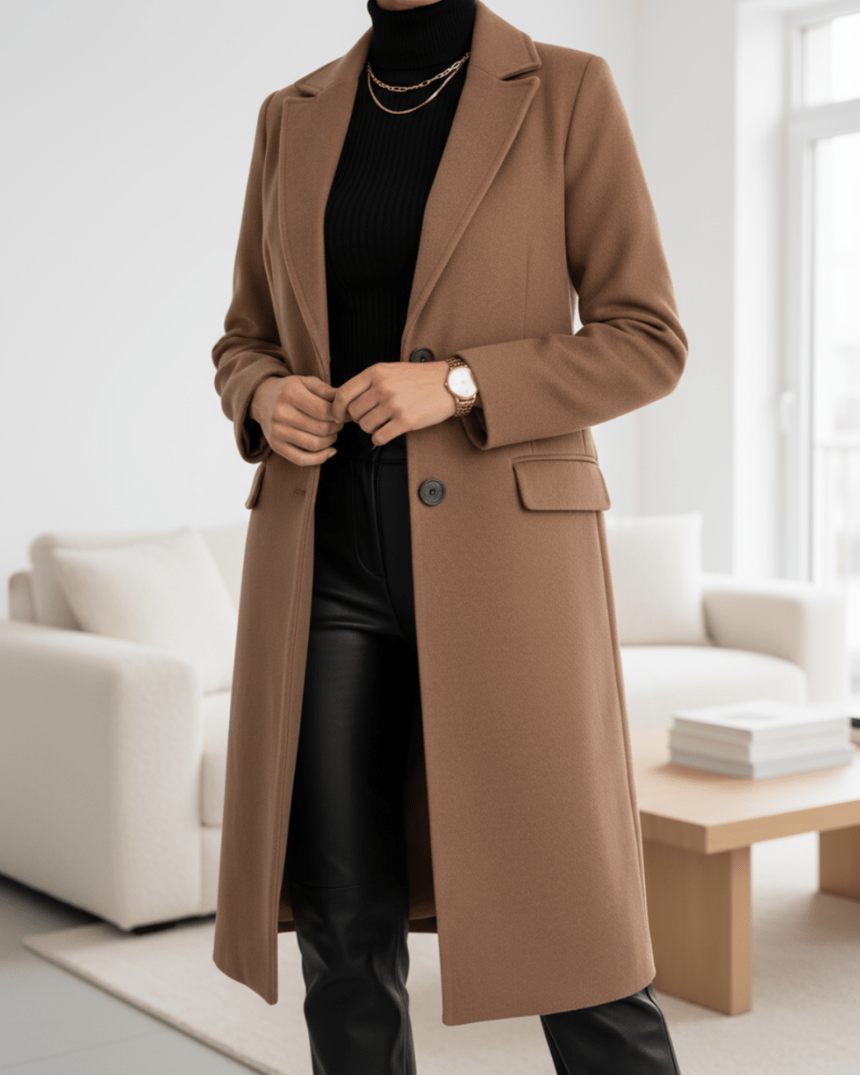 Umami | Women's Coat | Buttoned Front Layout Brown