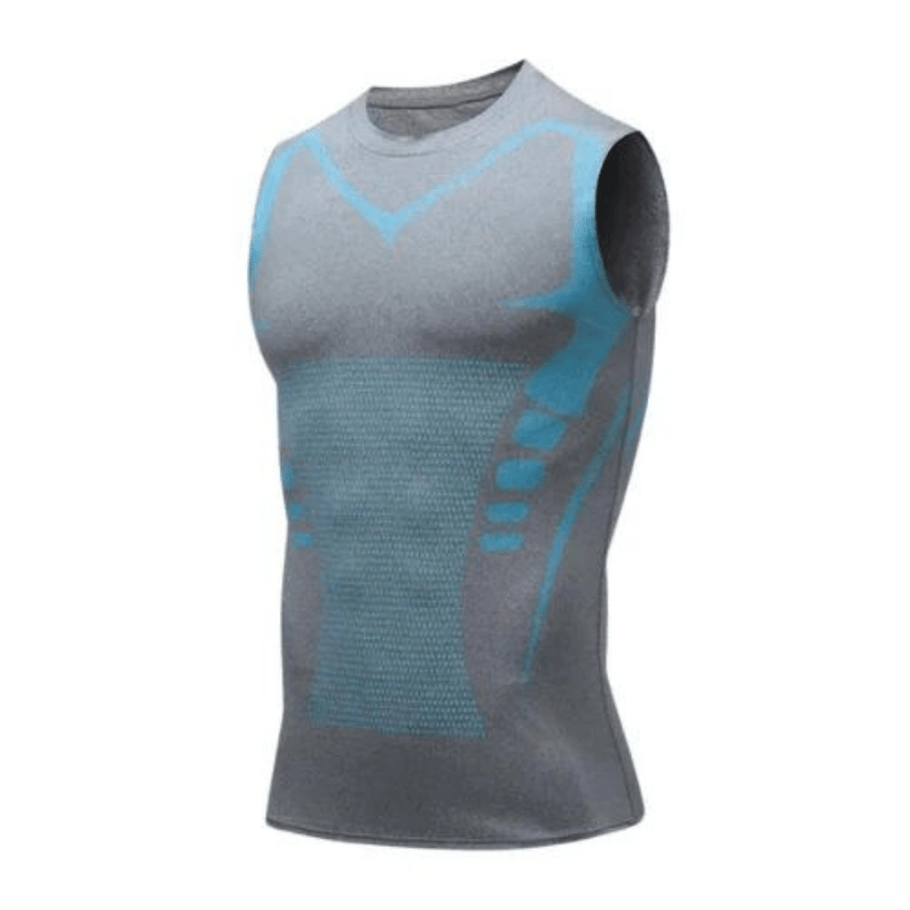 Shaping Men's Shirt – Men's Shapewear Compression Undershirt for Chest & Belly, Invisible Under Clothes, S–3XL – CoreForm Bodyshape Gray Blue