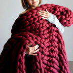DIY Chunky XL Wool Yarn 1000g (2.2 lb) – Super Bulky Arm Knitting Yarn for Chunky Knit Blankets & Cushions – LuxeWool Bordeaux Red 1000g