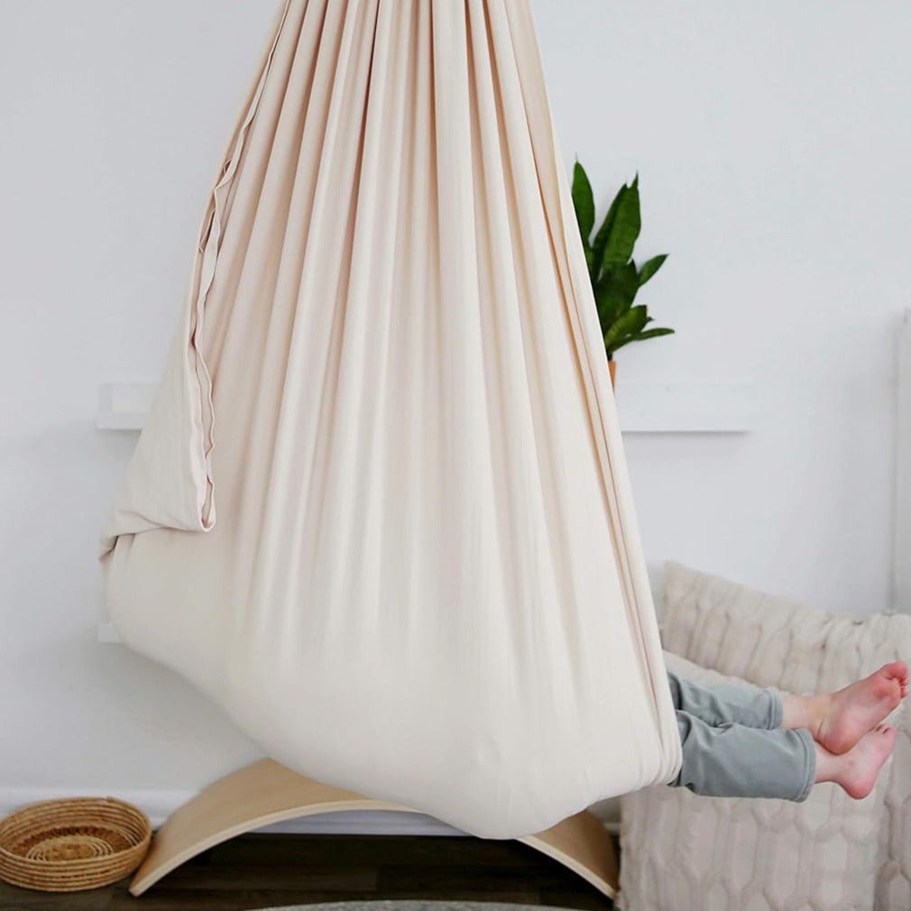 100% Organic Cotton Kids' Hammock – Swing Cocoon for Play & Relaxation, Indoor Hanging Swing for Kids' Room, 6 Colors Beige