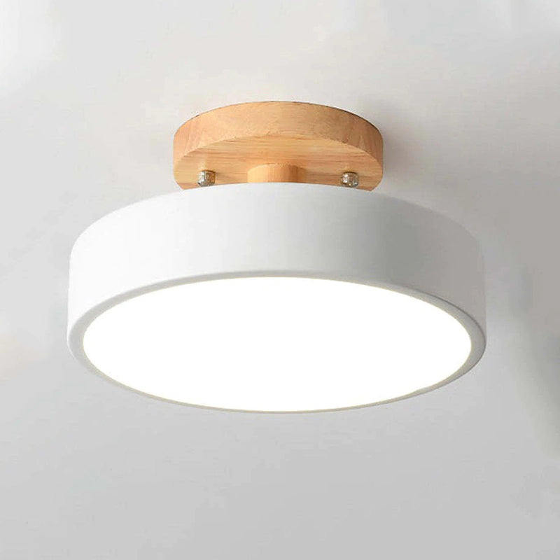 Modern LED Ceiling Lamp – Wood & Acrylic Flush Mount Ceiling Light for Bedroom, Dining & Living Room, 5 Colors – LunaLux