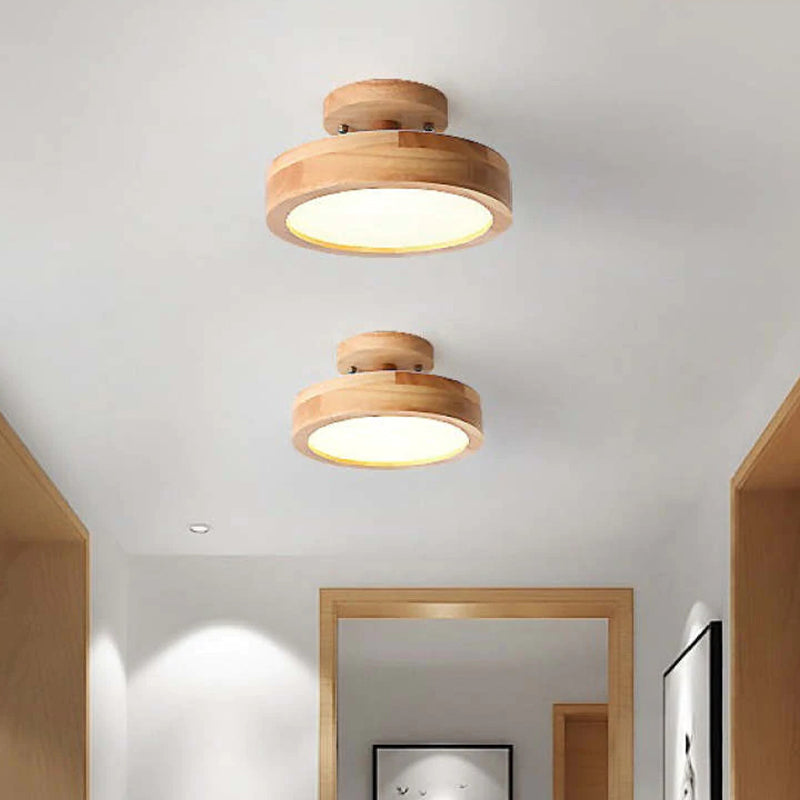 Modern LED Ceiling Lamp – Wood & Acrylic Flush Mount Ceiling Light for Bedroom, Dining & Living Room, 5 Colors – LunaLux