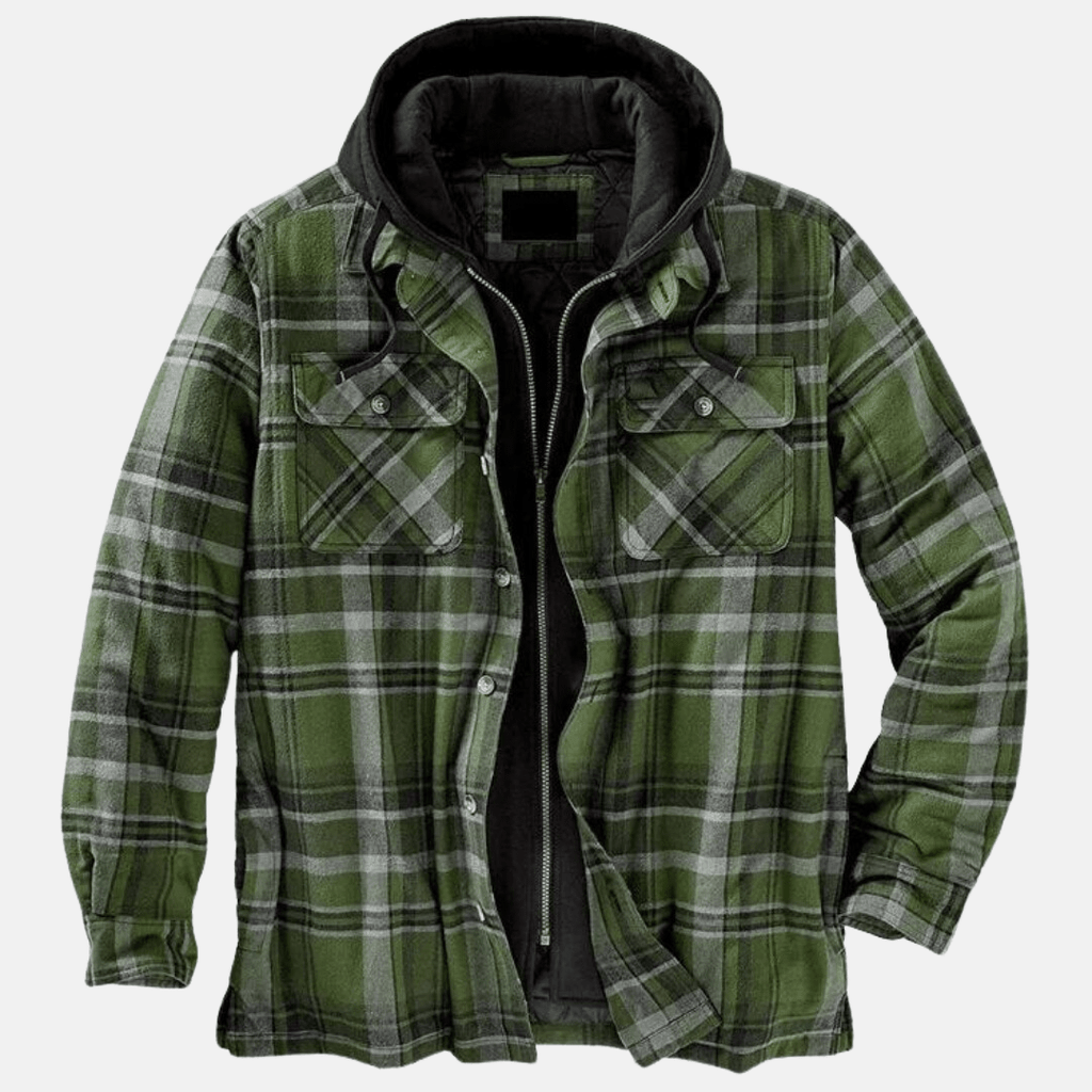 Calico | Men's Jacket | Plaid Hooded Shirt Dark Green