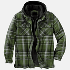 Calico | Men's Jacket | Plaid Hooded Shirt Dark Green