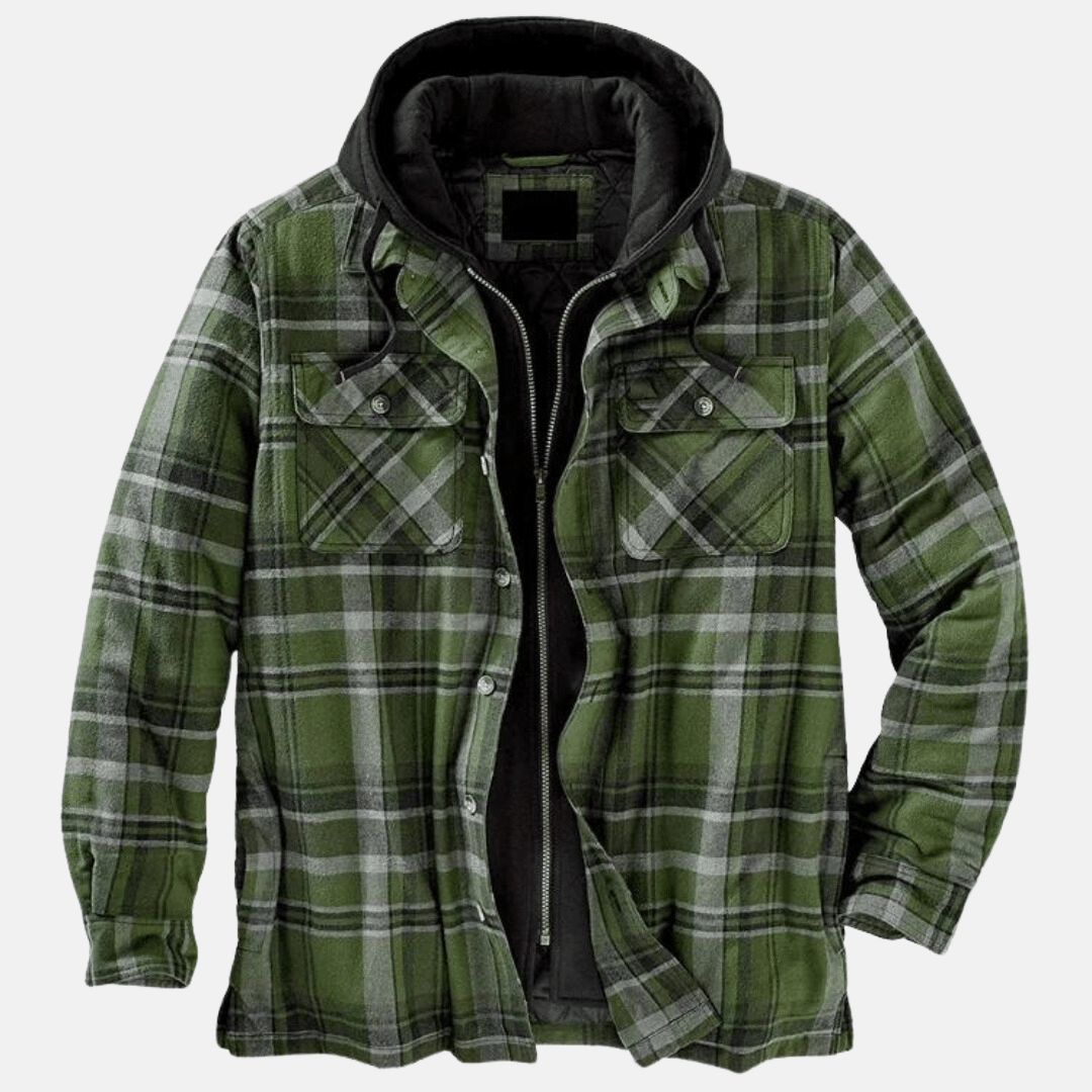Calico | Men's Jacket | Plaid Hooded Shirt Dark Green