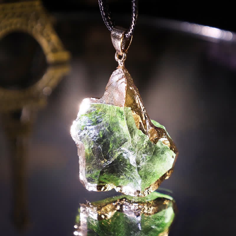 Fine Moldavite Necklace – Green Moldavite Pendant, Handmade with Adjustable Chain – Zahara Lyra