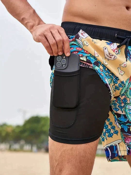 Hommes | Men’s Summer Swim Shorts Gold And Blue
