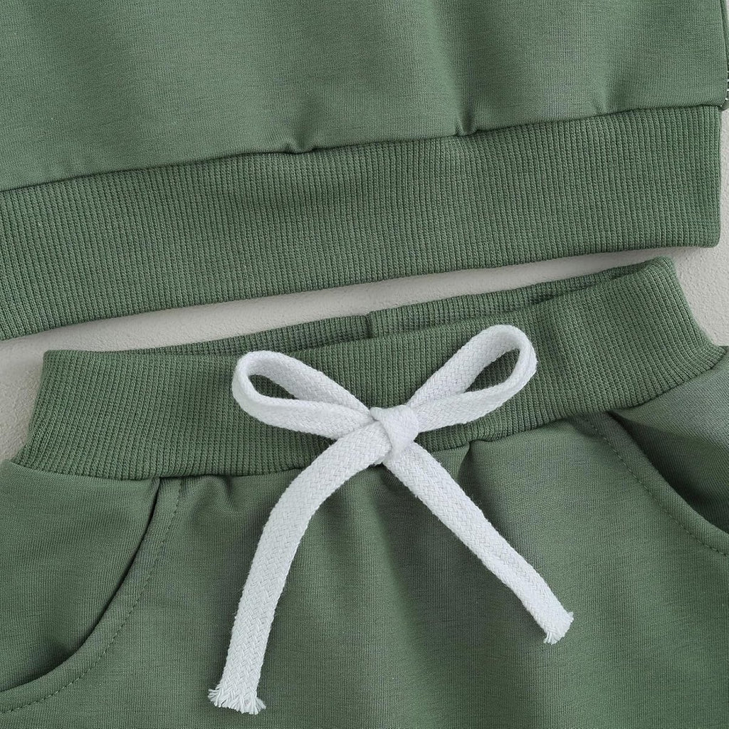 Baby Jogger Set – 2 Piece Winter Outfit with Color Block Sweatshirt & Stretch Pants, Cotton Blend, 0-3 Years – Marmari