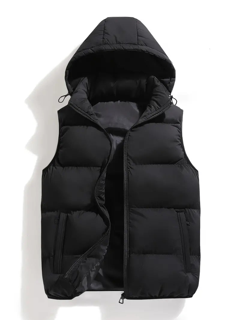 Isaac | Lightweight Body Warmer Men’s Winter Quilted Vest with Hood Black