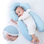 Ergonomic Baby Cushion with Adjustable Support – Reversible Comfort Pillow 26 x 17 in, Machine Washable – 0-12 Months (Supervised Use Only) Blue & White