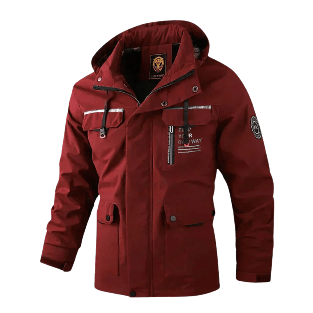 Wilshire | Men's Winter Jacket | Hooded and Multiple Pockets Red