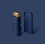 Mini Travel Umbrella – Ultra Compact Pocket Umbrella, 7.5 in Folded, Windproof, 8 Colors Blue