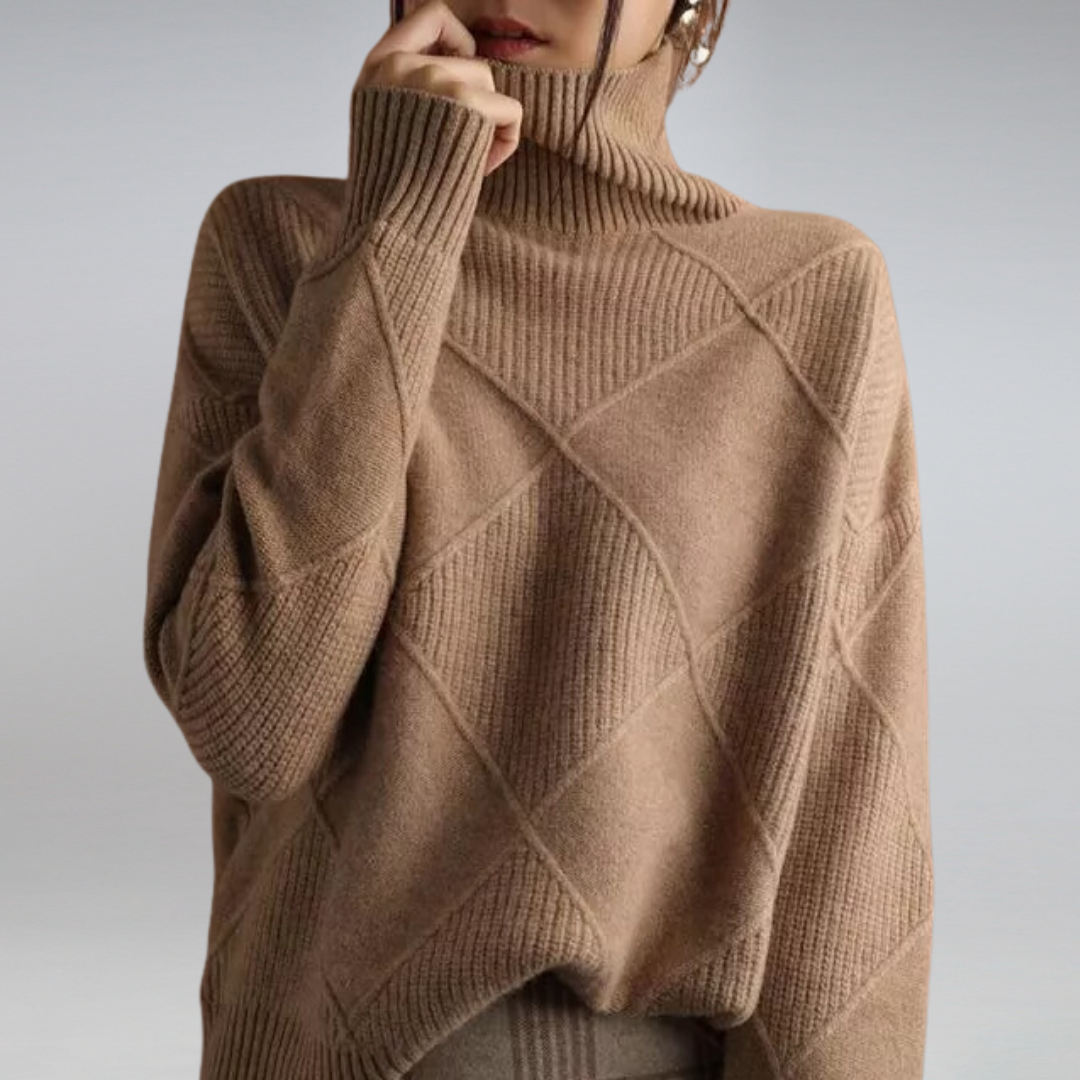 Women’s Luxury Turtleneck in Pink with a warm, stylish look.