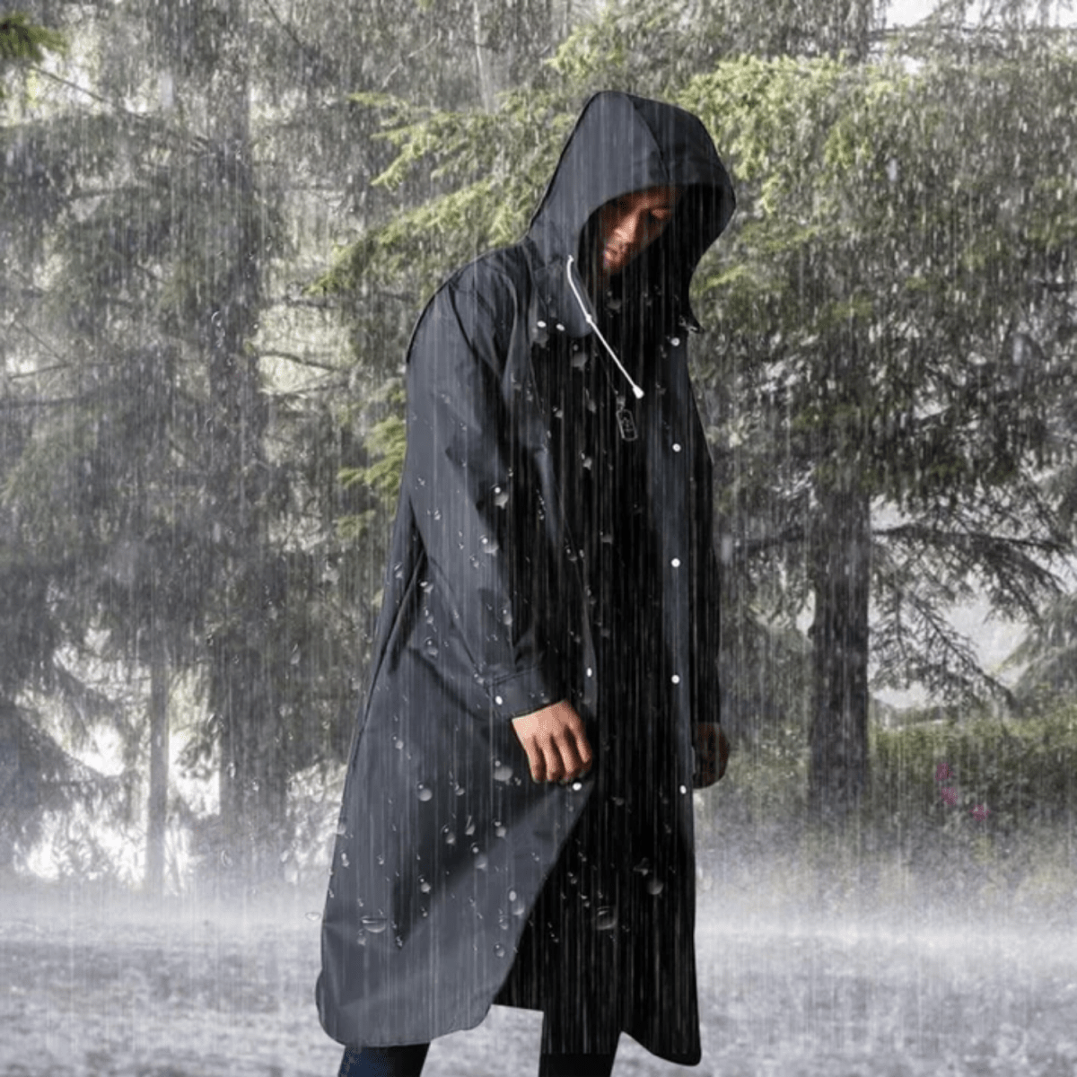 Calico | Men’s Raincoat – Long Waterproof Breathable Coat with Adjustable Hood
