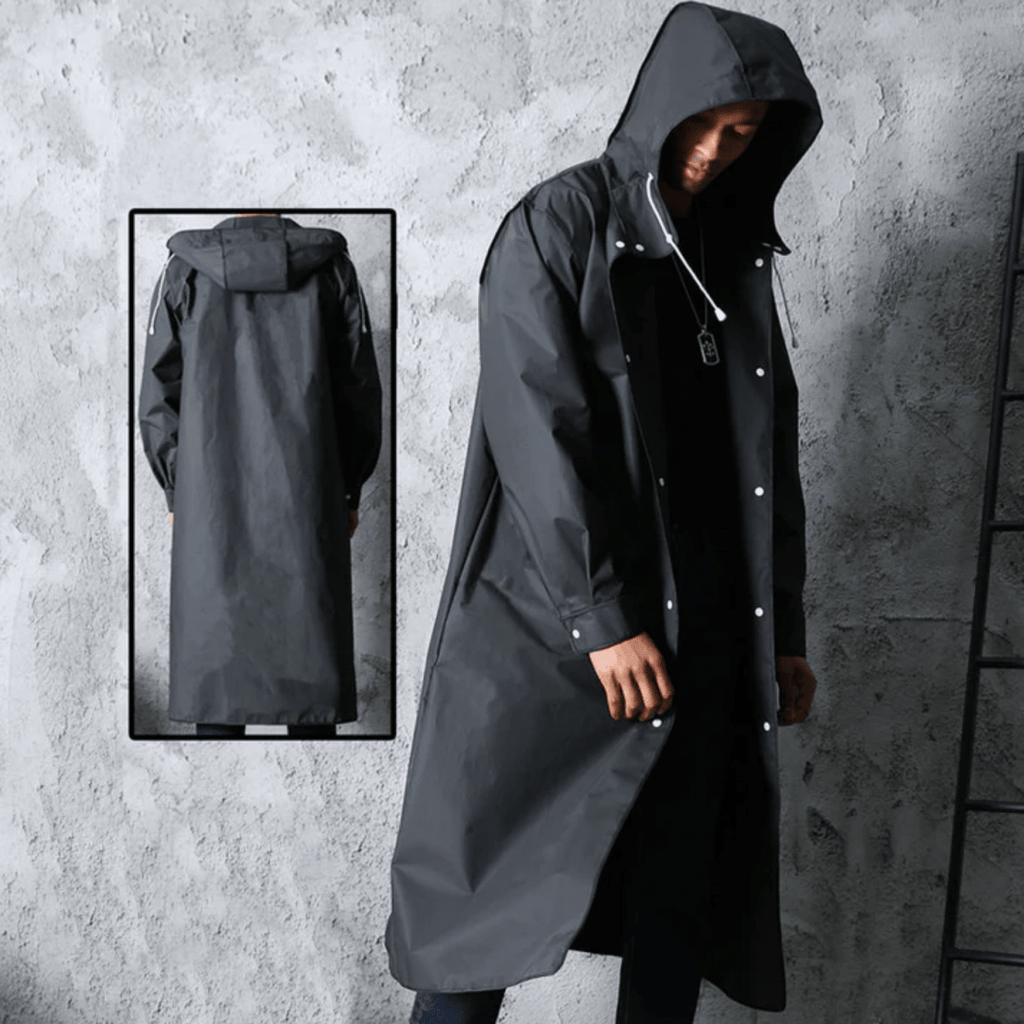 Calico | Men’s Raincoat – Long Waterproof Breathable Coat with Adjustable Hood