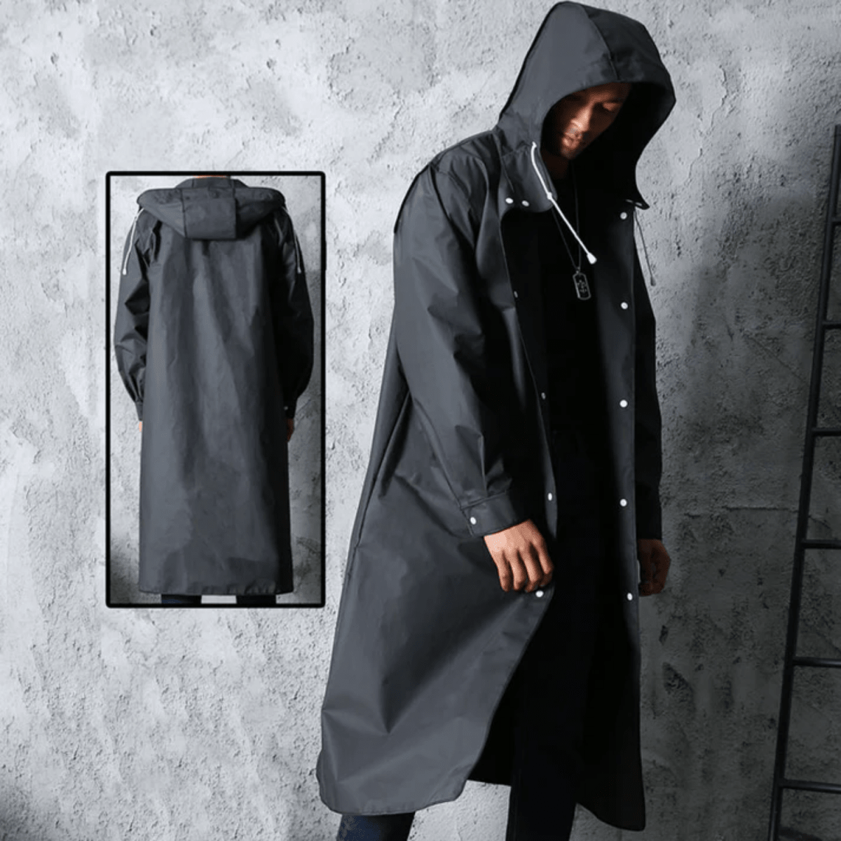 Calico | Men’s Raincoat – Long Waterproof Breathable Coat with Adjustable Hood