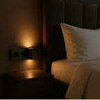 Plug-In LED Wall Light – Dimmable Night Light with Dusk to Dawn Sensor, 10W Warm White, for Bedroom & Hallway, Black or White