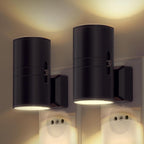 Plug-In LED Wall Light – Dimmable Night Light with Dusk to Dawn Sensor, 10W Warm White, for Bedroom & Hallway, Black or White