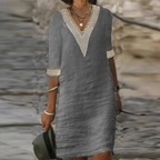 Zahara | Summer Cotton-Linen Dress Grey
